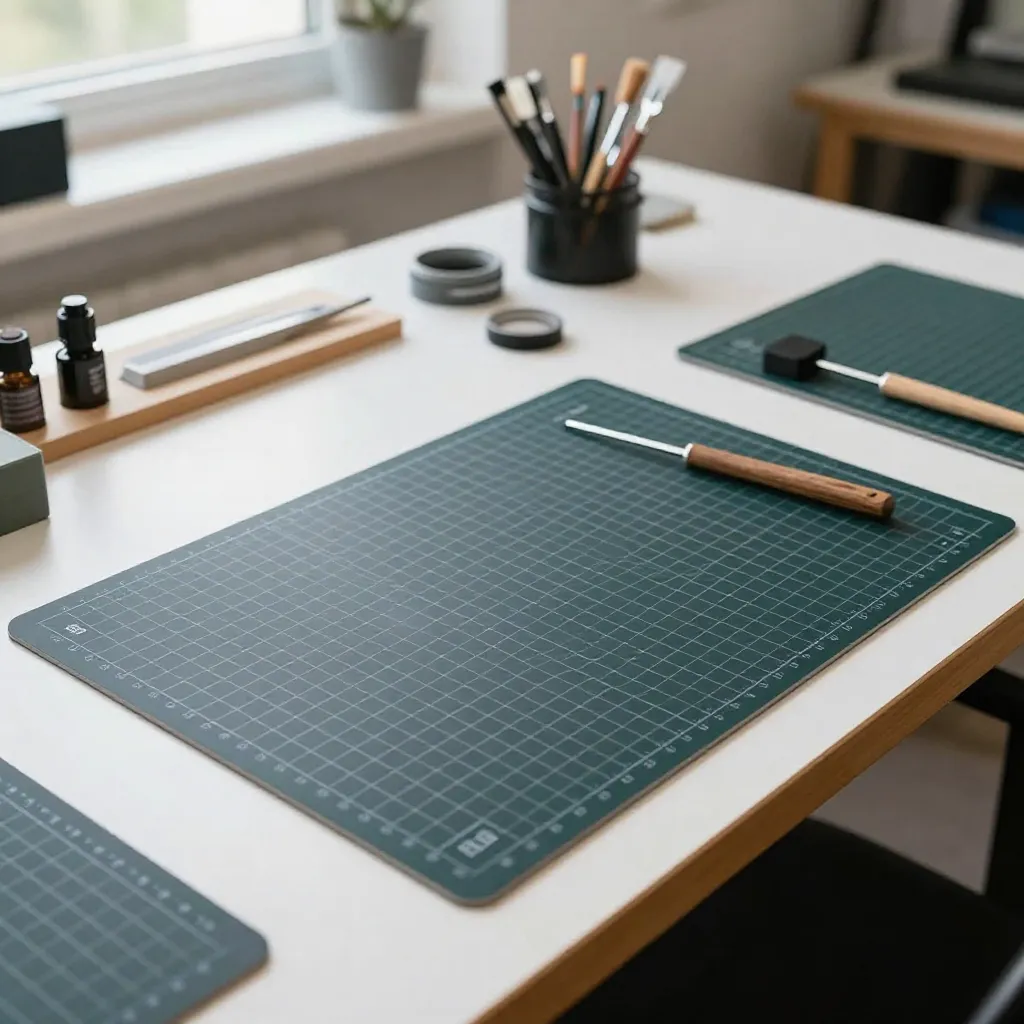 Compact portable cutting mat with storage case